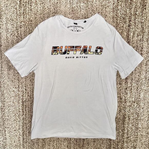 Buffalo David Bitton Men's Graphic Logo Tee T-Shirt in White Size XL - Picture 3 of 8